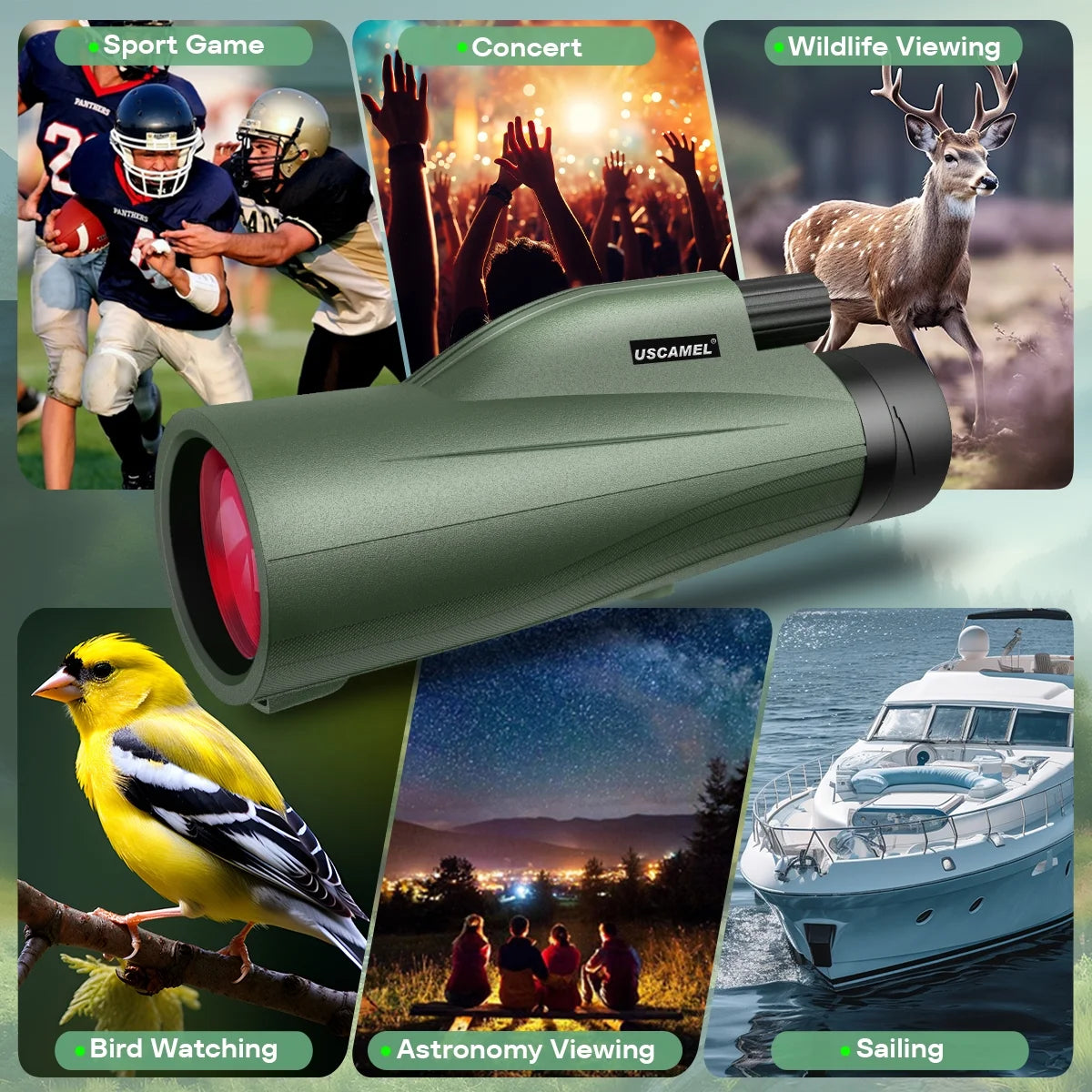 USCAMEL 12x50 Monocular for Adults Portable Monocular Telescope for Smartphone w/Hand Strap Waterproof Optics Compact Monocular for Bird Watching Hunting
