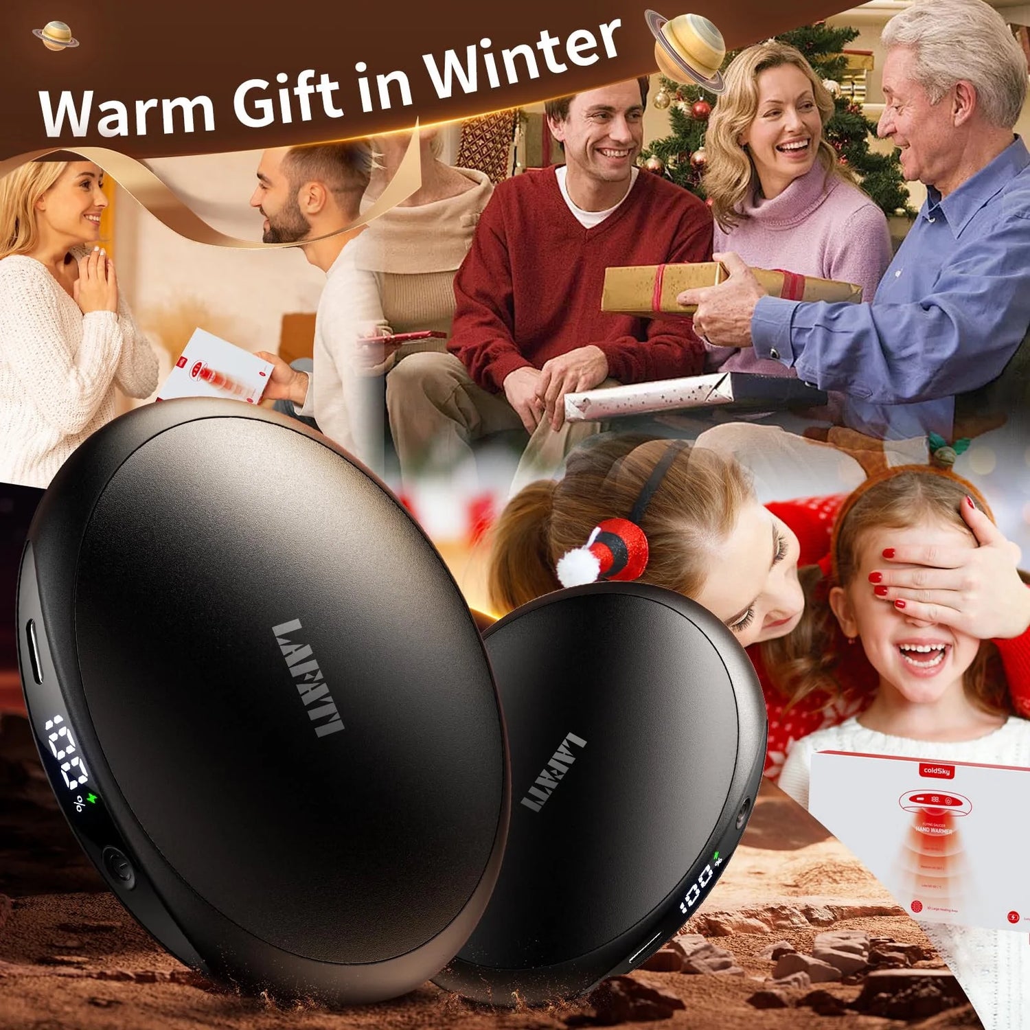 Hand Warmers Rechargeable 2 Pack, Magnetic Electric Hand Warmer with Digital Display, 3 Heating Levels, 4000mAh Portable Pocket Heater for Outdoor Activities, Winter Gifts