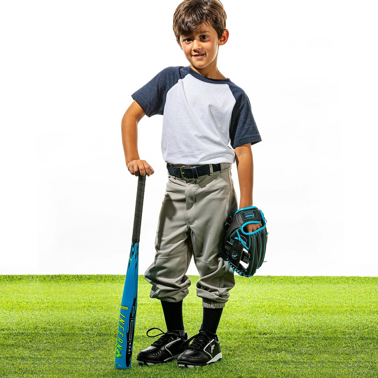 Franklin Sports Blue Inferno Tee Ball Set - Youth 25" Aluminum Bat Drop 10 - Ball - 9" PVC Glove