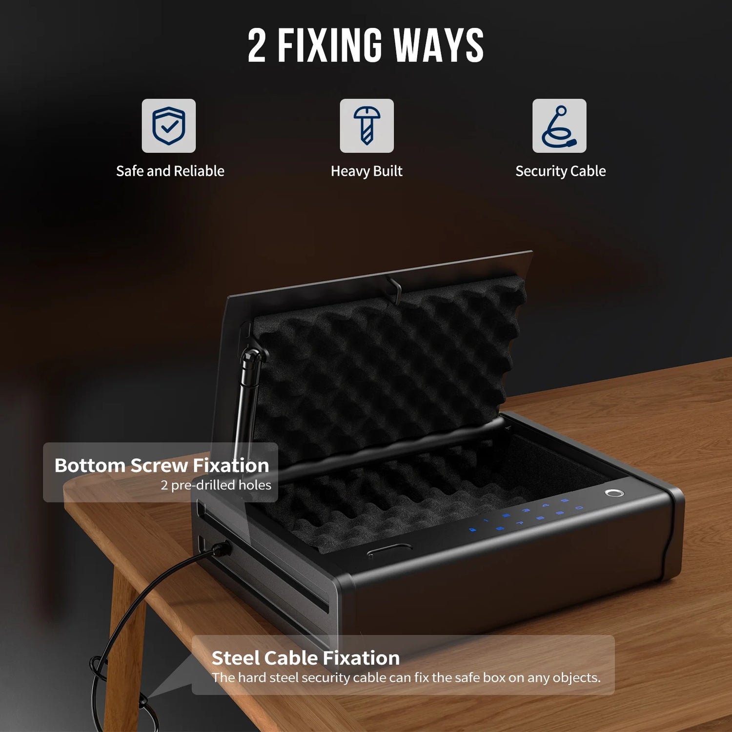 Blacksmith Biometric Gun Safe for Pistols with Fingerprint Hidden Digital Keypad Key Unlock Quick Access Pistol Handgun Safes Alloy Steel Construction Security Gun Lock Box for Home Car Nightstand