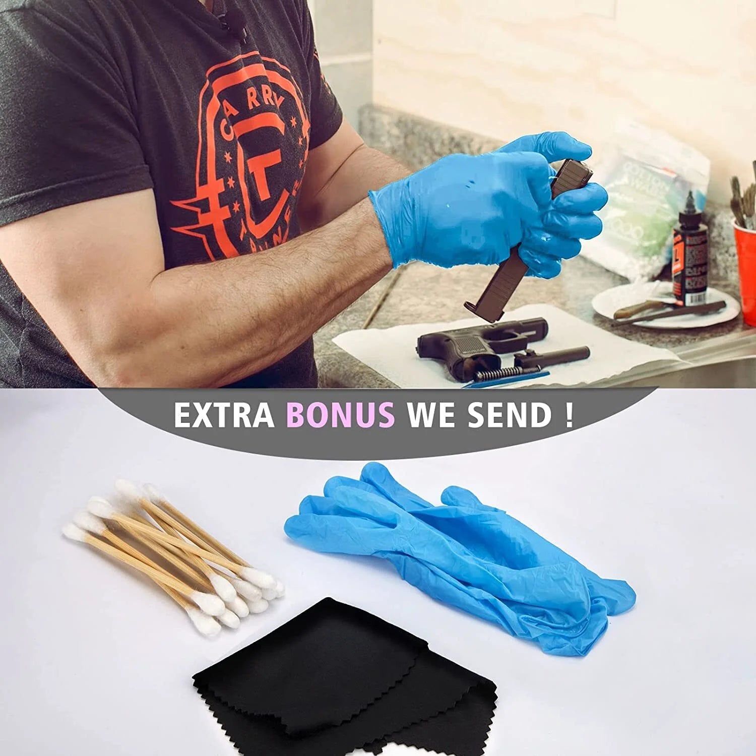 KLOLA Gun Cleaning Kit Handgun Clean Kit for .22 .357/.38/9mm .40 .45 Caliber Universal Gun Cleaner Brush Tools Gun Accessories Supplies
