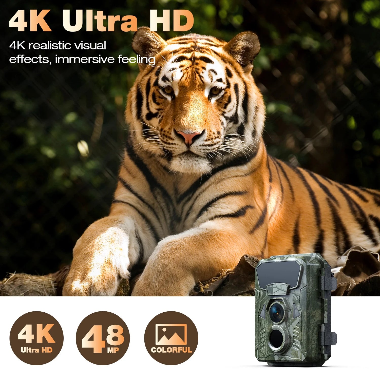 Campark TC33 Trail Camera 4K 48MP Deer Game Hunting Camera with Infrared Sensors Motion Activated Night Vision Waterproof for Wildlife Trail Monitor