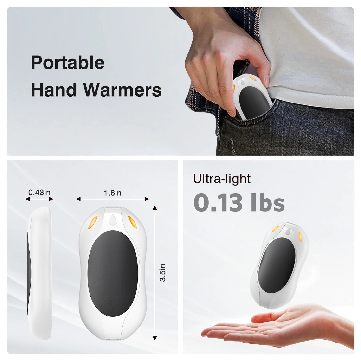 Hand Warmers Rechargeable 2 Pack–Magnetic Heating, 3 Heat Settings, Portable Pocket Warmers for Raynauds, Hunting, Golf, Winter Camping