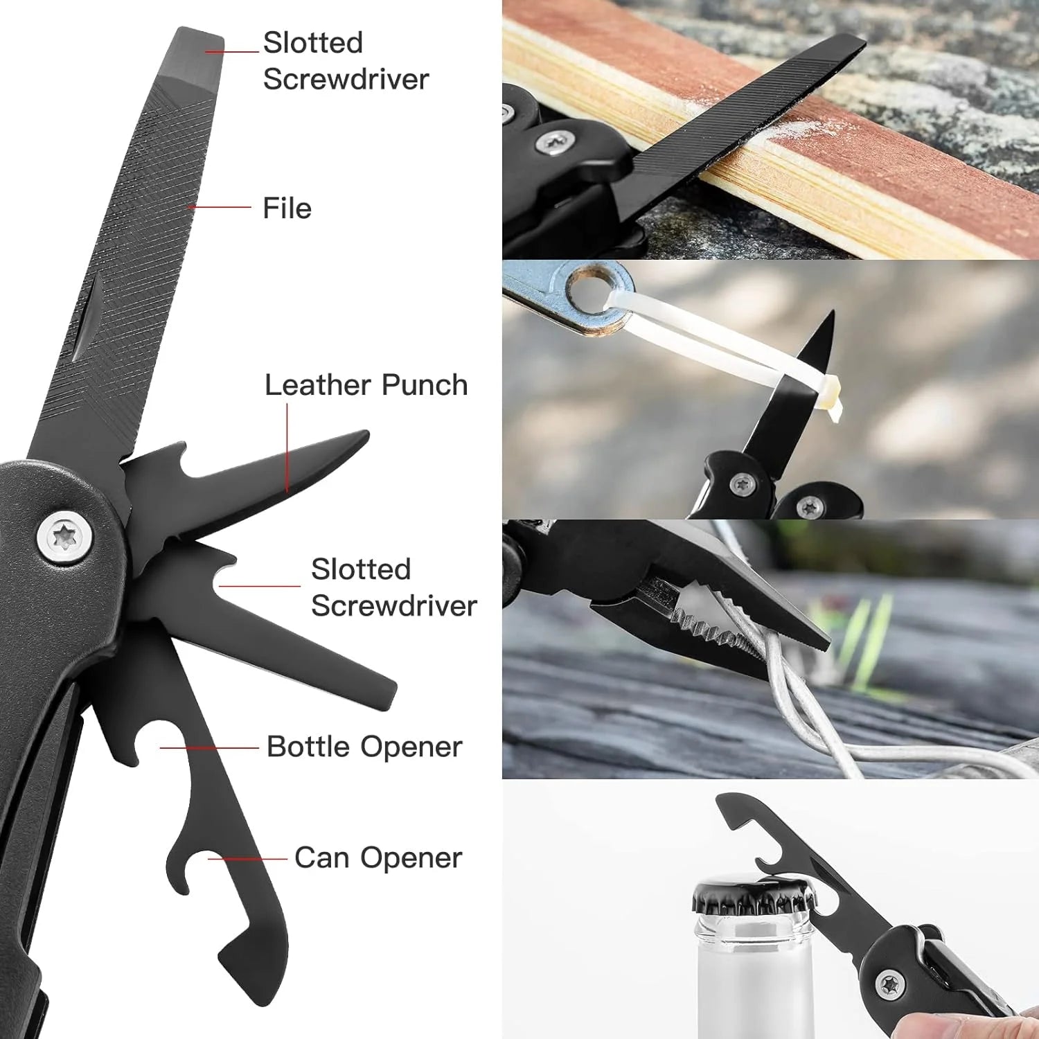 Folding Multi Tool Kit Stainless Steel 1 Multi-Purpose Pocket Multitool Plier, Camping, Hunting, Fishing and Hiking - Stocking Stuffers for Christmas, Xmas, Thanksgiving - Cool Gadgets for Men